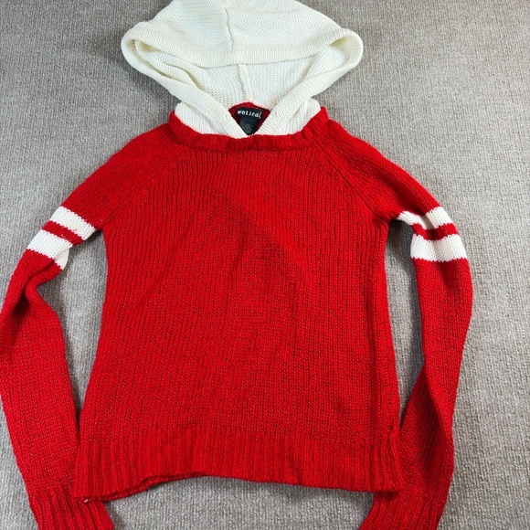 Wet Seal Red Sweater with White Hood 1363 - Picture 1 of 4